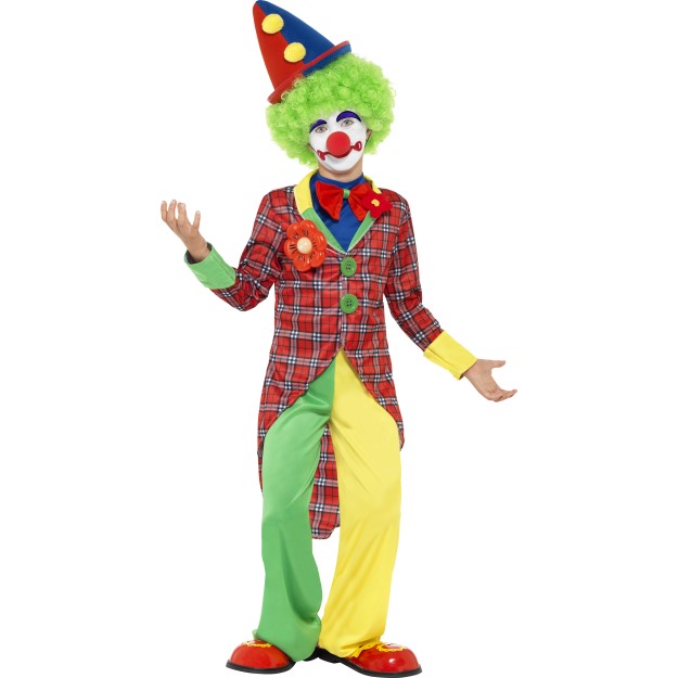 44011 – Clown Costume, Red & Green, With Jacket, Trousers And Mock ...